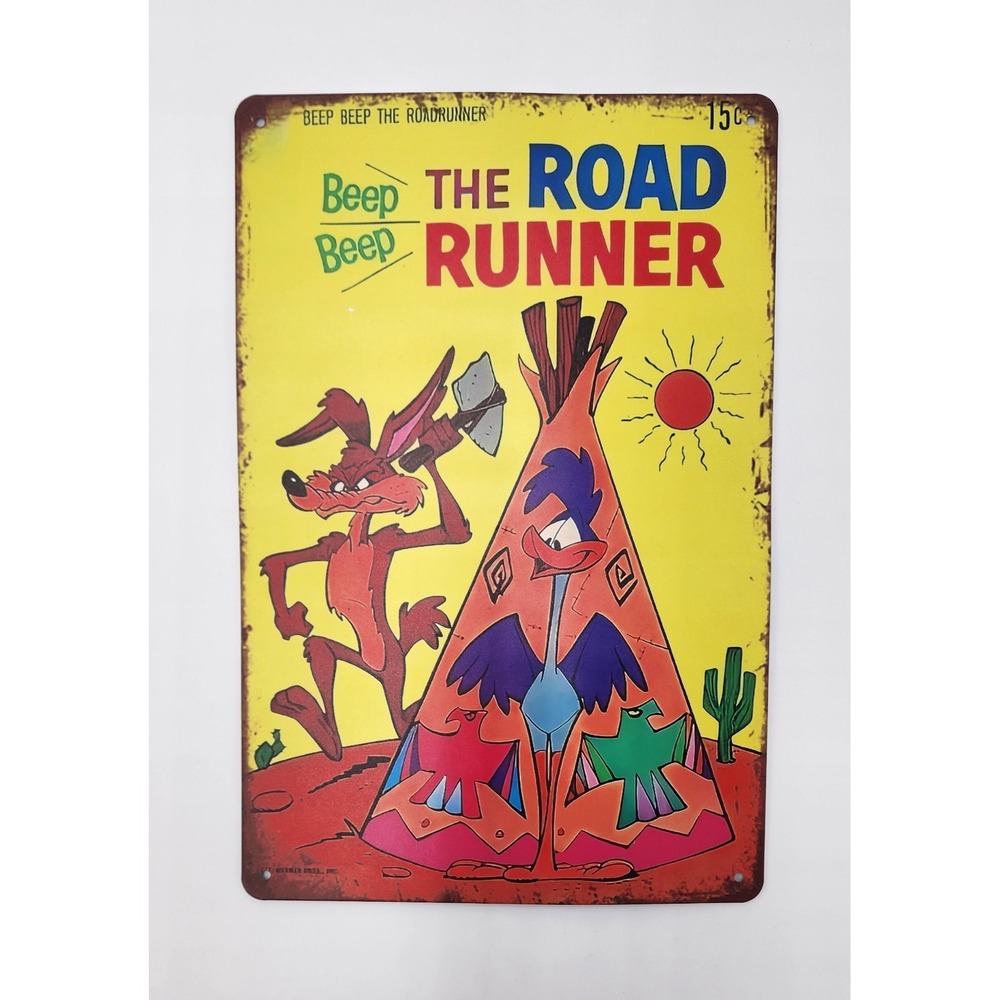 Road Runner Wile‎ E. Coyote Tin Wall Art  Vintage